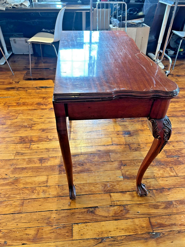 Rare Antique Chippendale Style Mahogany Fold-Over Table – Ball & Claw Feet gallery