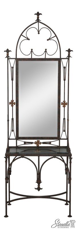 70688: LABARGE Wrought Iron Mirrored Hall Console
