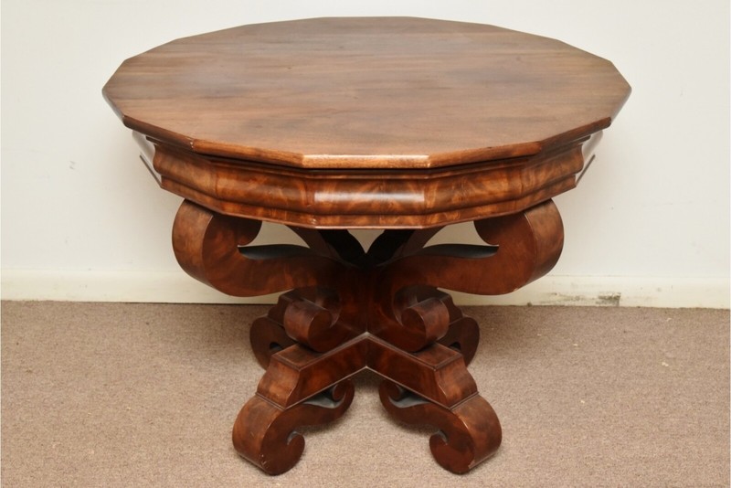 Antique Mahogany Pedestal Center Hall Table On Castors gallery