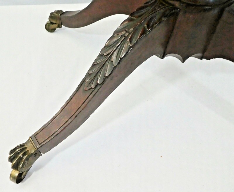 Antique Mahogany 2-Drawer Federal Style Side / End Table. Brass Claw Feet. 1850 gallery