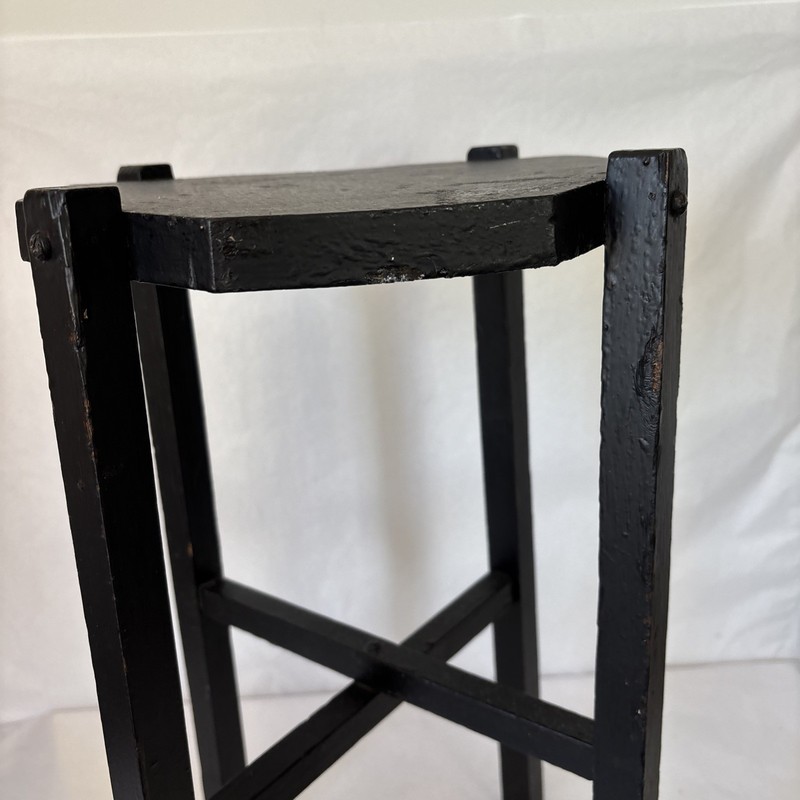 Vintage Arts & Crafts Plant Stand Solid Wood Fern Pedestal Black 17x9" gallery