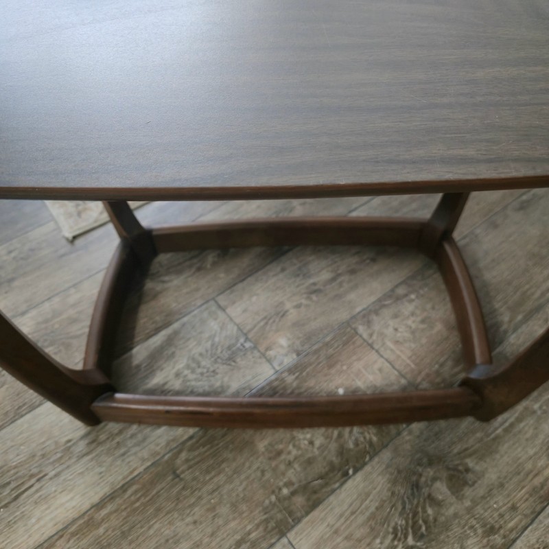 Mid Century Modern MCM End Table Sculpted Wood Base Laminate Top Vintage 1960s gallery