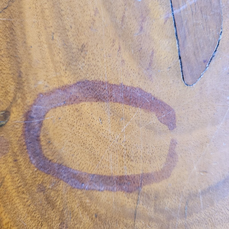 Vtg Wood Inlay Table Top "Letter H" Monogram gallery