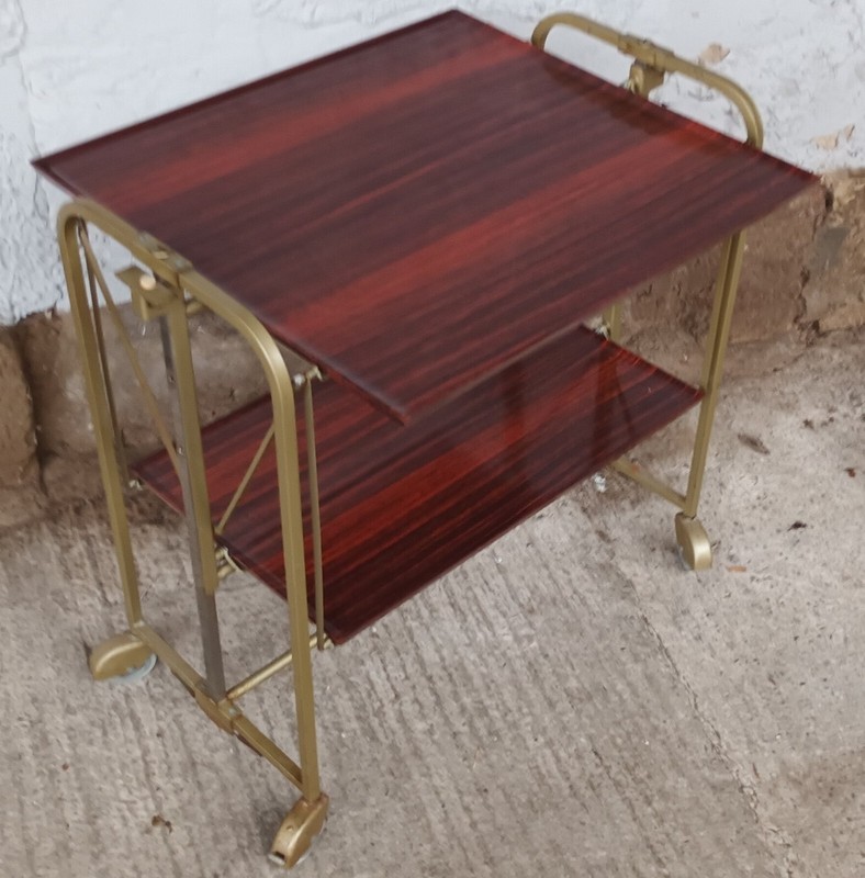 Dinett Serving Cart Tea Table Side Table Variety Bremshey Mahogany 70s gallery