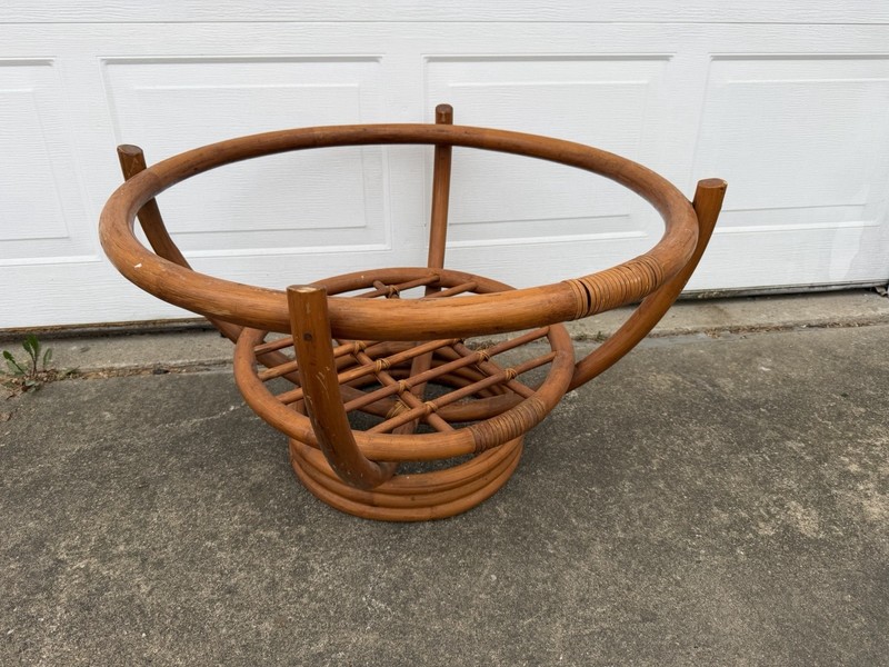 Antique Vintage Bohemian Rataan Side Table Base No Glass