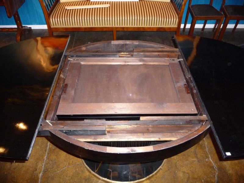 RARE Original French Art Deco Oval Center Hall Dining Library Table - Expands!! gallery