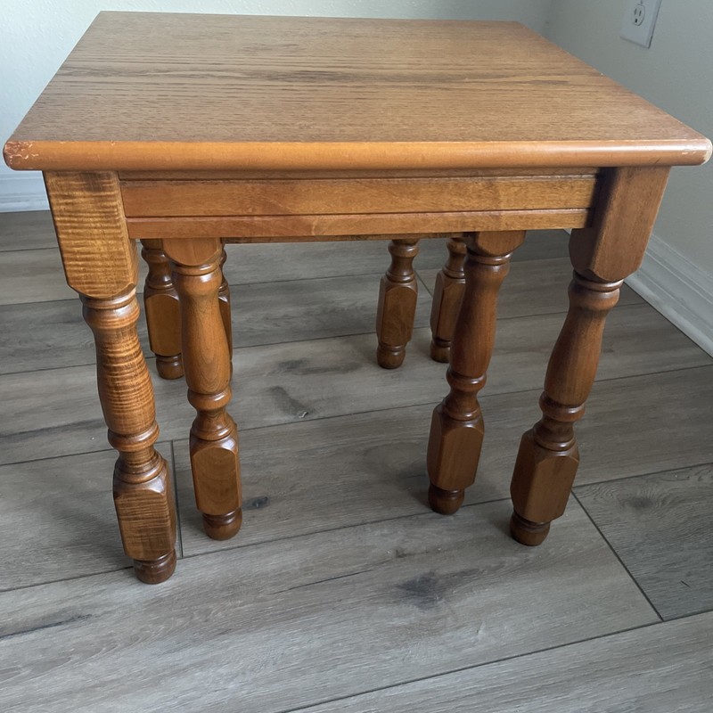 Vintage MCM Solid Wood 2-Nesting End Side Tables Plant Stand /Riser 16-17” Tall gallery