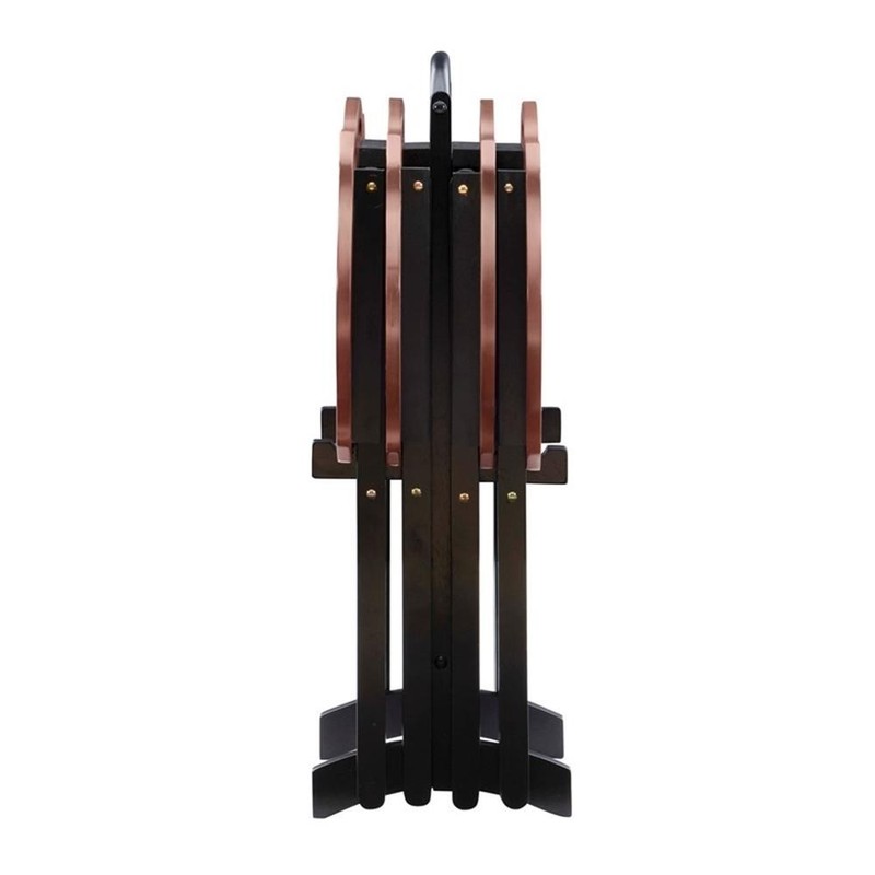 Linon Serpentine Five Piece Wood Tray Table Set in Hazelnut and Black gallery