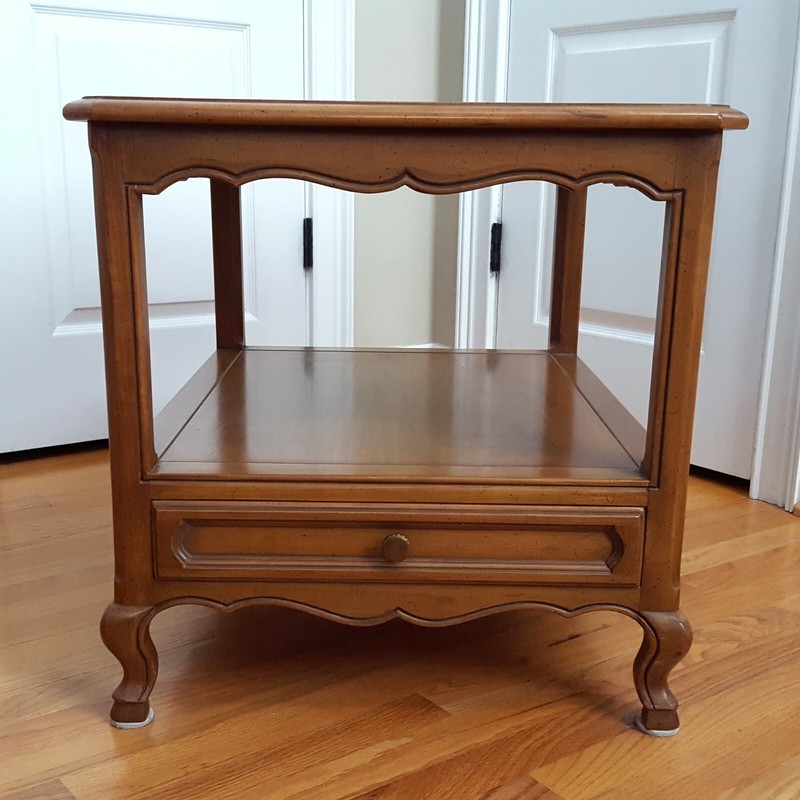 Vintage Drexel Heritage MCM End Table Two Tier Fruitwood/Pecan Lovely Warm Brown gallery