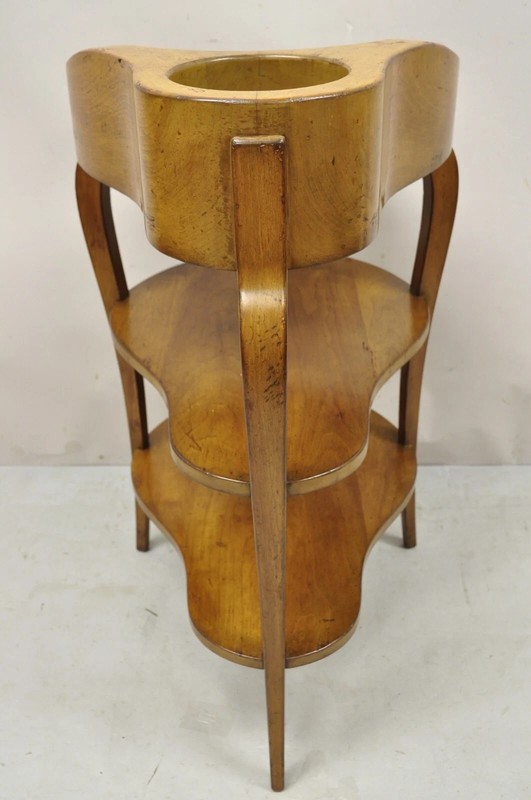 French Country Provincial Biedermeier Cherry Marble Side Table Ice Bucket Holder gallery
