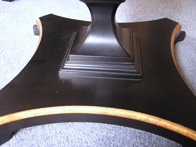 Vintage Pair Two 2 Ebonized Walnut Strong End Tables Black Gold Trim 50s 1950s gallery