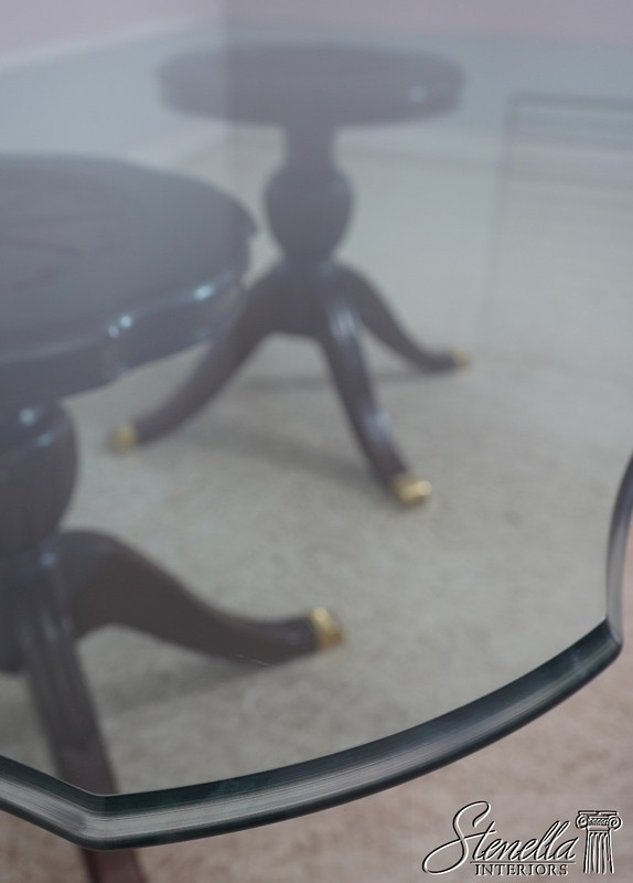 L71021: LEXINGTON Duncan Phyfe Mahogany Glass Top Dining Room Table gallery
