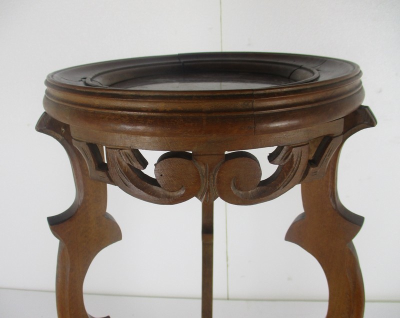 Hand Carved Wood Marble Top 2 Tier Plant Flower Bonsai Stand Side Table Pedestal gallery