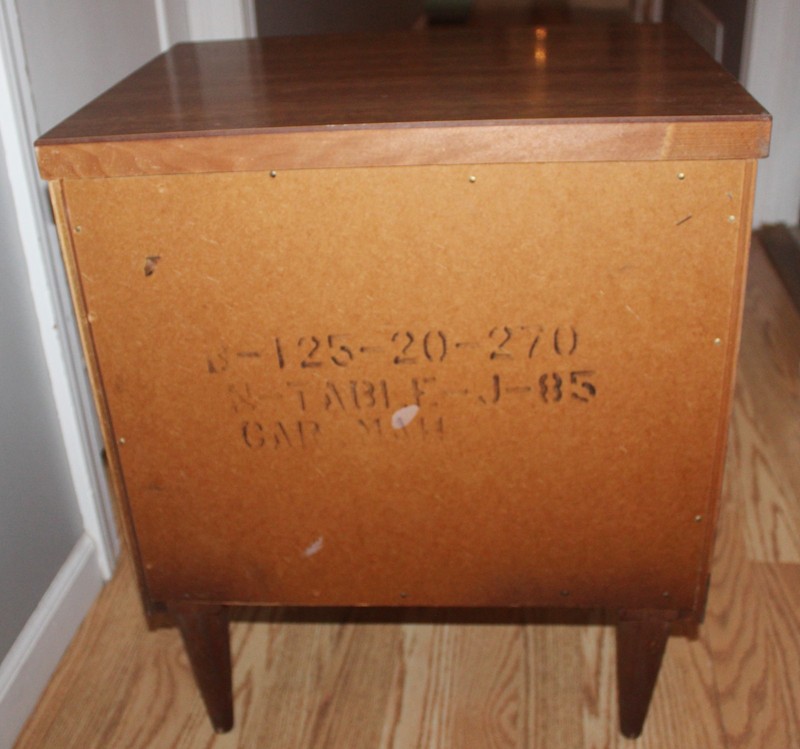 VINTAGE MCM HEAVY WOOD END BEDSIDE TABLE NIGHTSTAND 2 DRAWER LINEAR 22 3/4 X 19" gallery