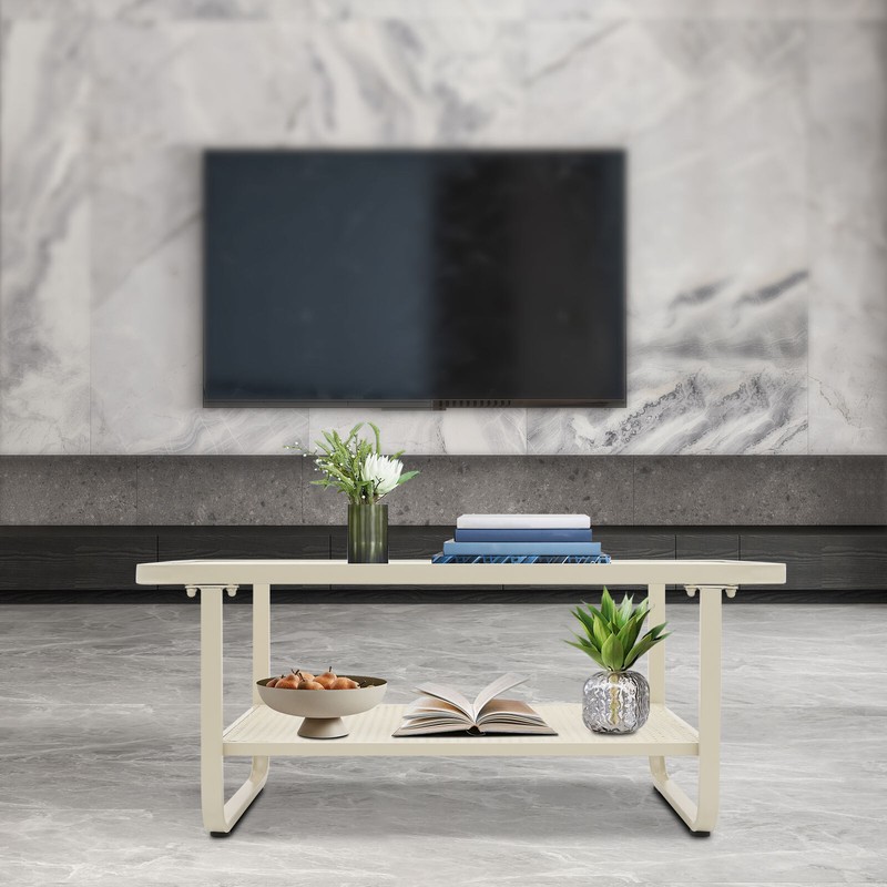 Coffee Table for Living Room, 2 Tiers Rectangle Coffee Table 39.3*19.68*16.53in gallery