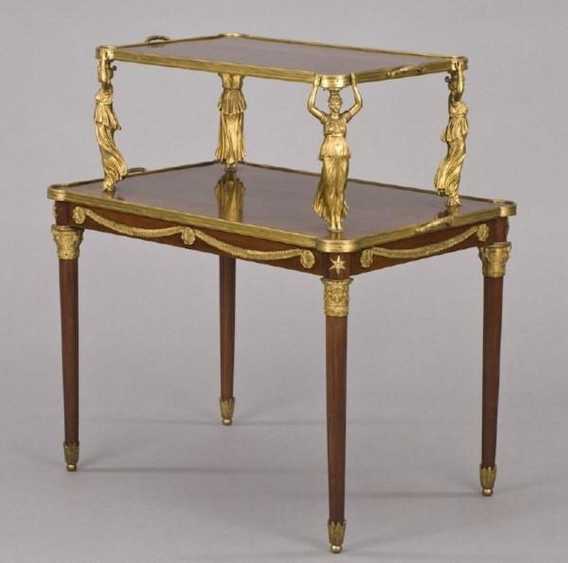 70% OFF CLEARANCE! $36,000 RARE 19TH C FRENCH MAHAGONY TIERED TABLE W/ WOMEN gallery