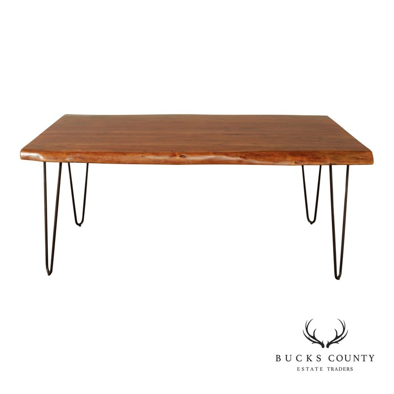 Live Edge Solid Acacia Wood Butterfly Joint Dining Table
