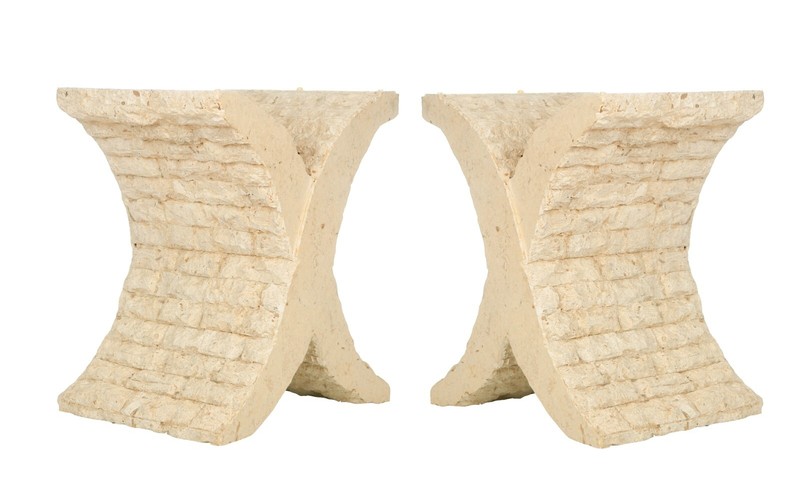 1980’s PostModern Tessellated Mactan Table Stone Magnussen Ponte plant stand
