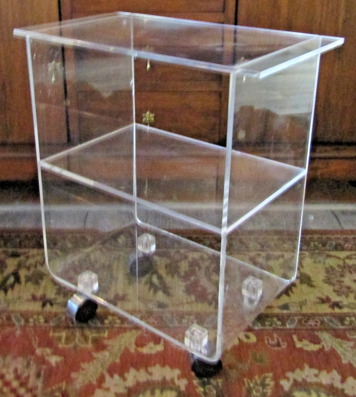 Vintage Lucite Side Table Bar Cart with Casters gallery
