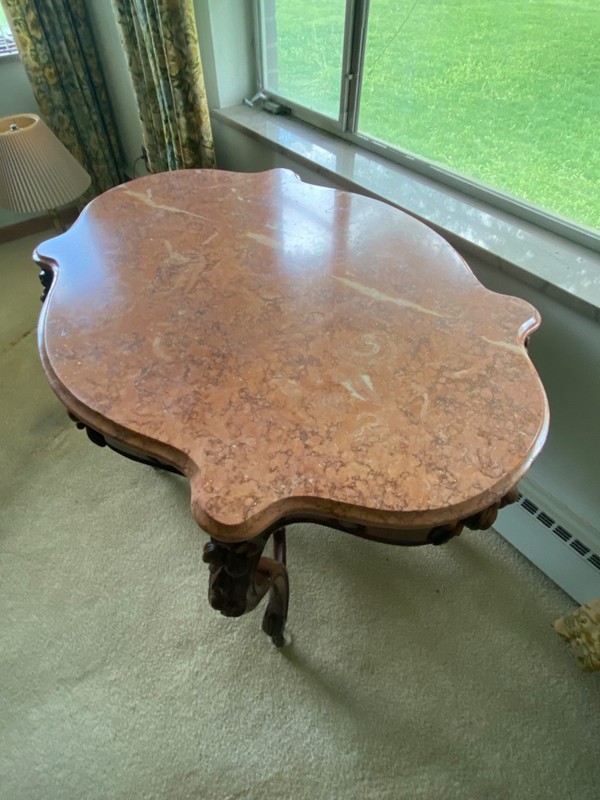 Rococo Belter Style Rosewood Marble Top Table gallery