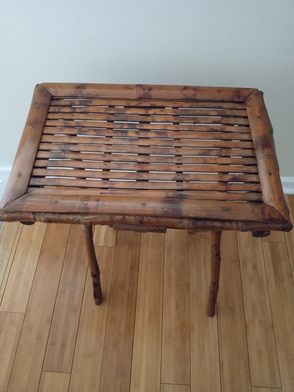 vintage tortoise bamboo burned folding table gallery