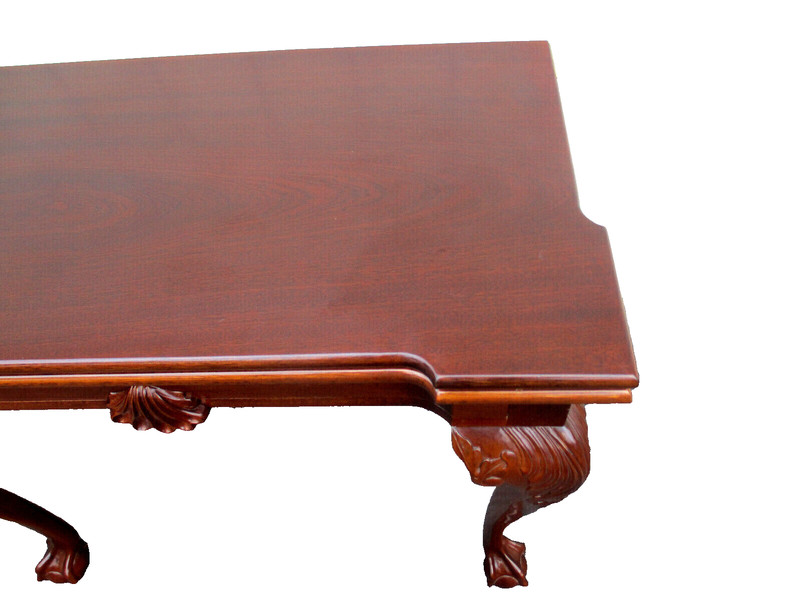 63334 GEORGIAN FURNISHINGS Solid Mahogany Flip Top Game Table w/ Drawer gallery