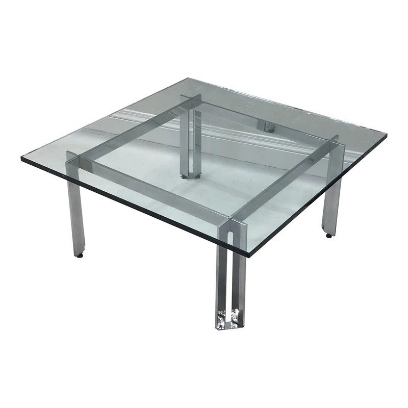 Contemporary Chrome and Glass Coffee Table Produced by Tri-Mark Designs