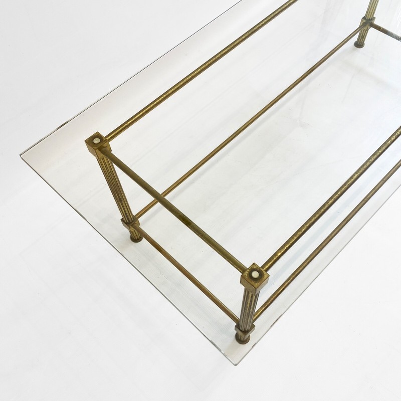 Aldo Tura Brass Glass Coffee Table 1960s Vintage Italian Mid-century Art Deco gallery