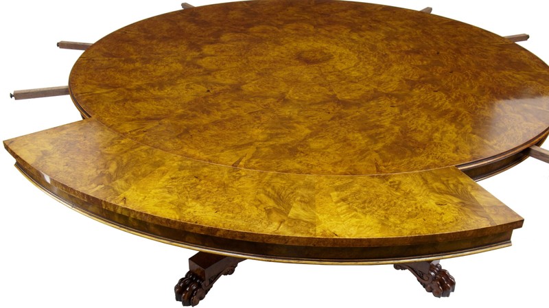 ENGLISH MADE CARVED WALNUT JUPE DINING TABLE gallery