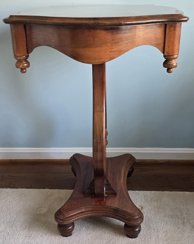 Mid Century Cherry Lyre Base End Table / Side Table 28"×20"×29"h Antique VTG gallery
