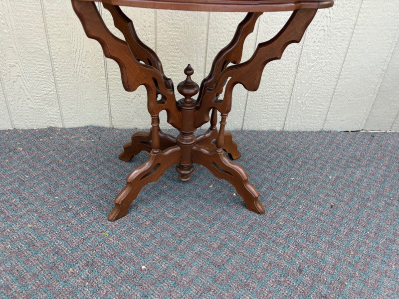 67776 Victorian Marble Top Side Table with Ornate Wooden Base gallery