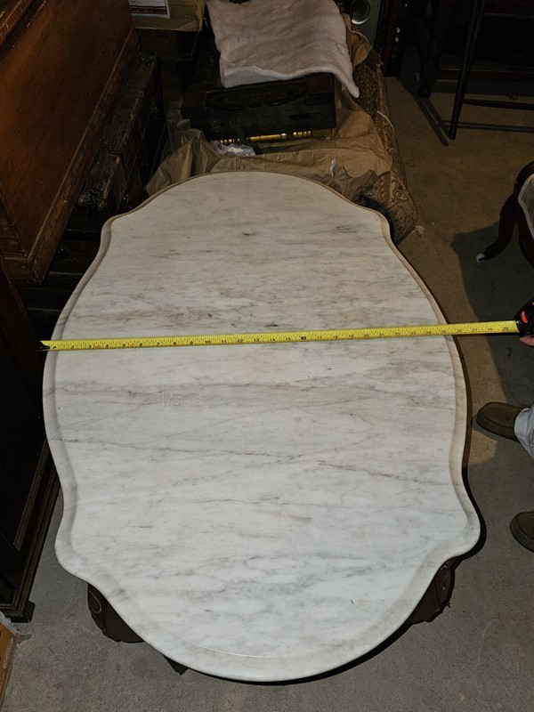 Antique Victorian Carrera Marble Turtle Top Parlor Table gallery