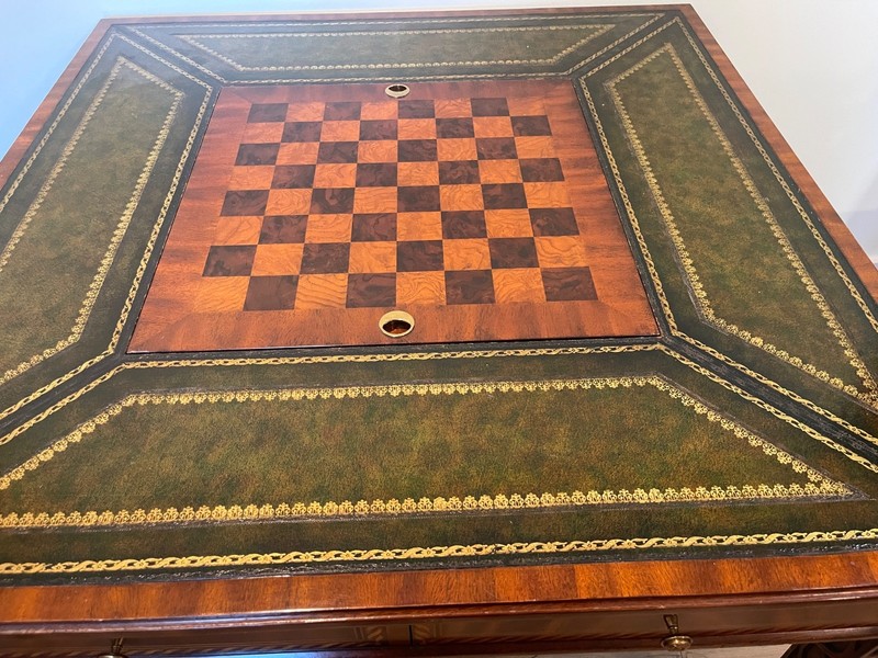 PRICE REDUCTION !Vintage Maitland Smith Games table and 4 matching chairs gallery
