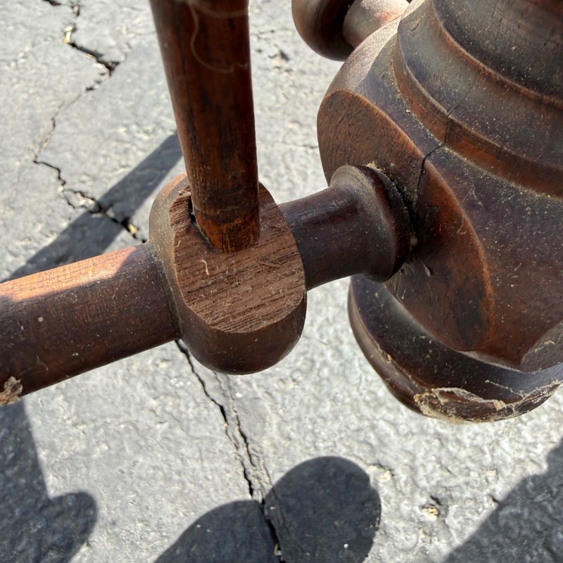 Antique Victorian Curly Maple Ornate Small Gypsy Parlor Table Round Spindle Gall gallery