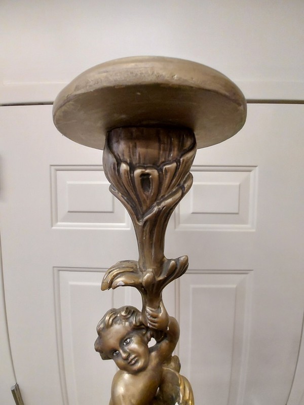 Sale Half Of Price ANTIQUE ITALIAN GOLD GILT PUTTI PEDESTAL TABLE STAND gallery