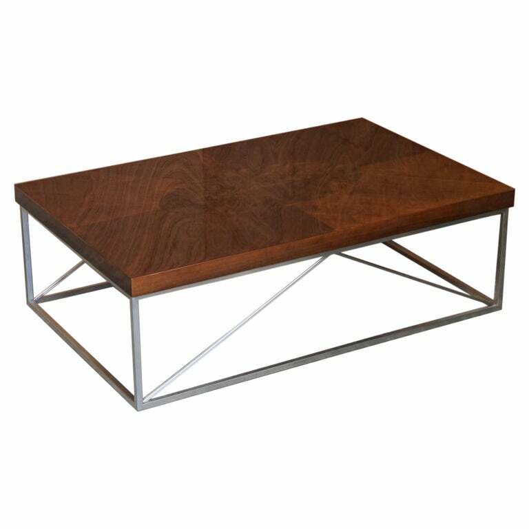 RRP £4,500 MALERBA MADE IN ITALY BURR WALNUT & CHROME DESIGNER COFFEE TABLE