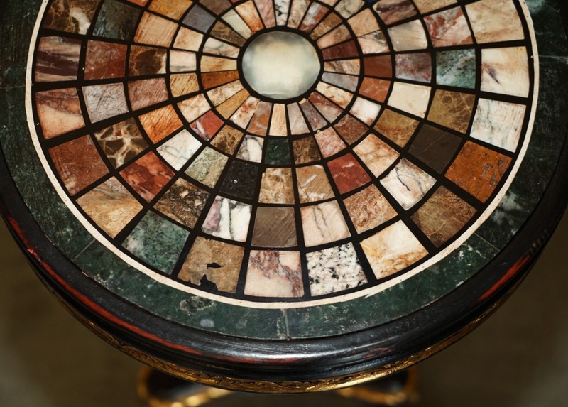 PAIR OF VINTAGE FRENCH SIDE TABLES ONE WITH A SPECIMEN PIETRA DURA MARBLE TOP gallery