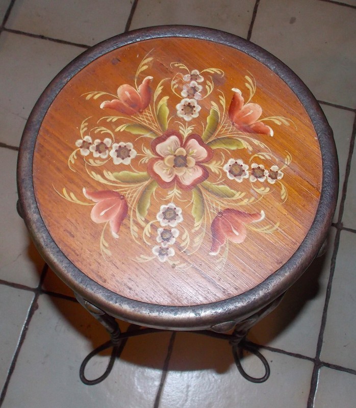 Hand Painted Ice Cream Stool Plant Stand / End Table (PS217) gallery