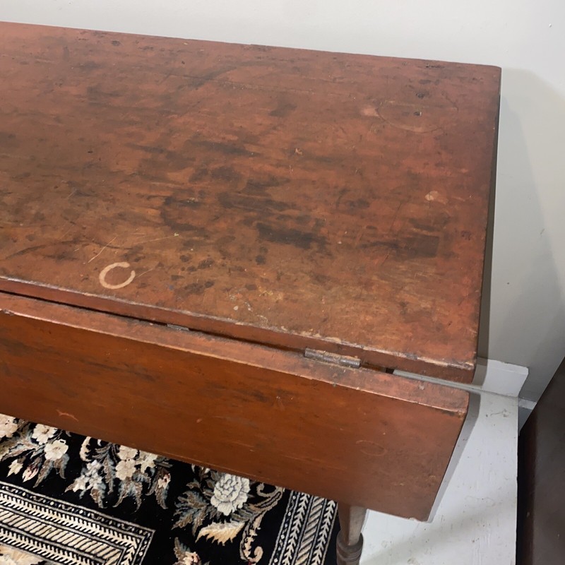 Antique 19TH Century Drop Leaf Table In Antique Red Paint gallery