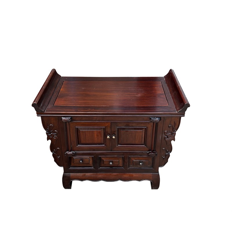 Chinese Brown Stain Altar Carving Low Kang Table Display Stand cs7601 gallery