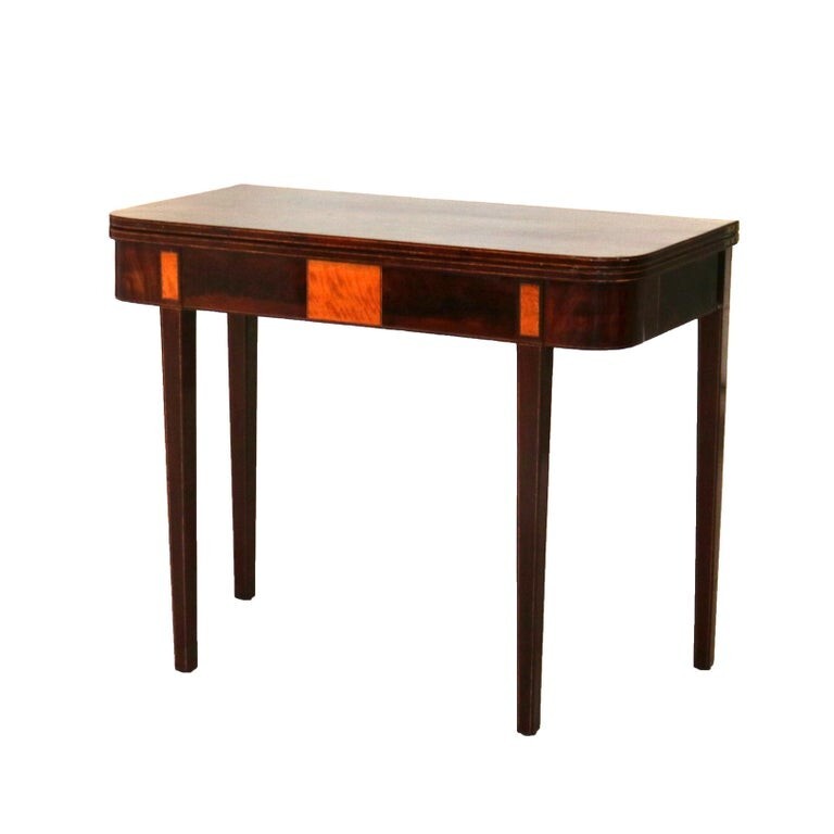 Antique Hepplewhite Mahogany Inlaid & Banded Game Table 19th C