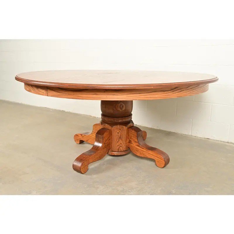 Stickley Style Mission Oak Arts & Crafts Pedestal Dining Table gallery
