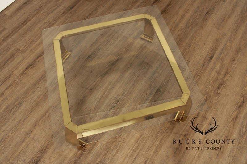 Hollywood Regency Asian Inspired Brass and Glass Coffee Table gallery