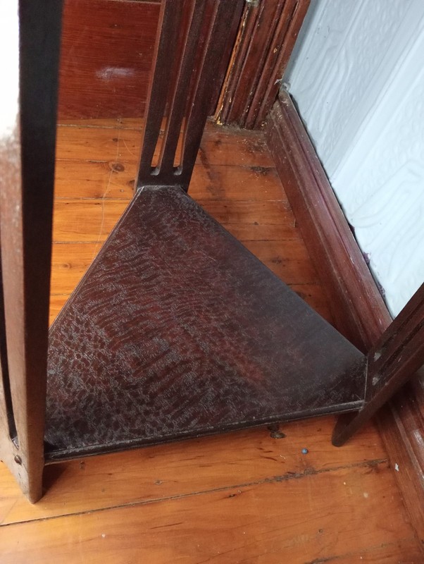Arts And Crafts Lamp Table Original Hardware Fiddleback Mahogany C1900 VGC gallery