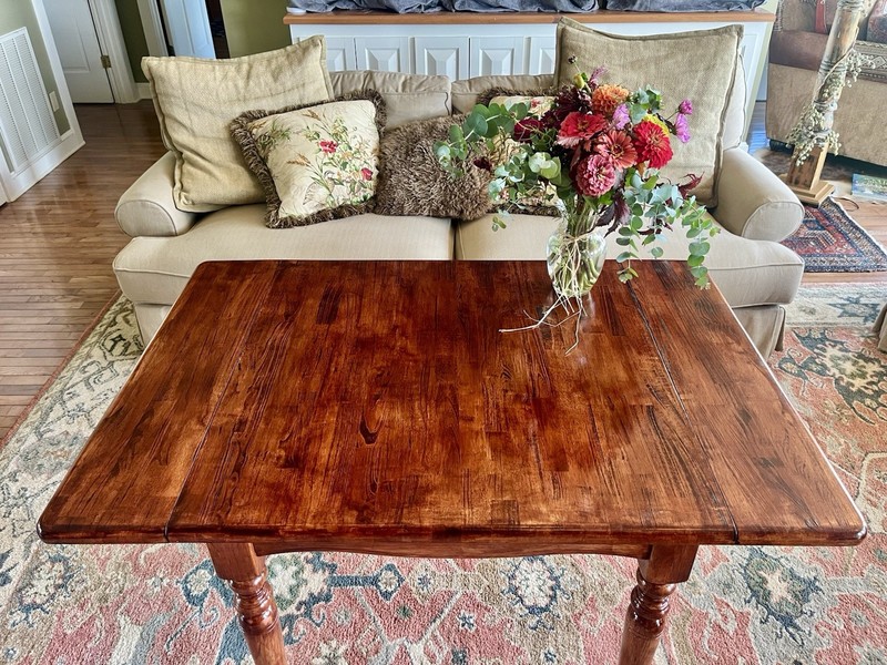 Wooden Drop Leaf Table Red Mahogany Finish With Polycrylic Coat