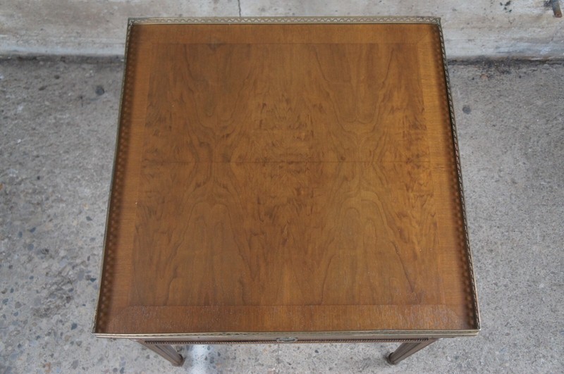 Vintage Baker Furniture French Louis XVI Style Walnut Accent Table Brass Gallery gallery