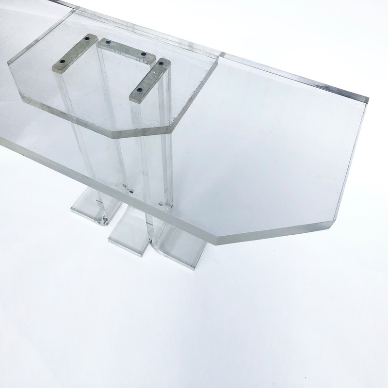 1970s Lucite Console Table Hollywood Regency Retro Acrylic Perspex midcentury gallery