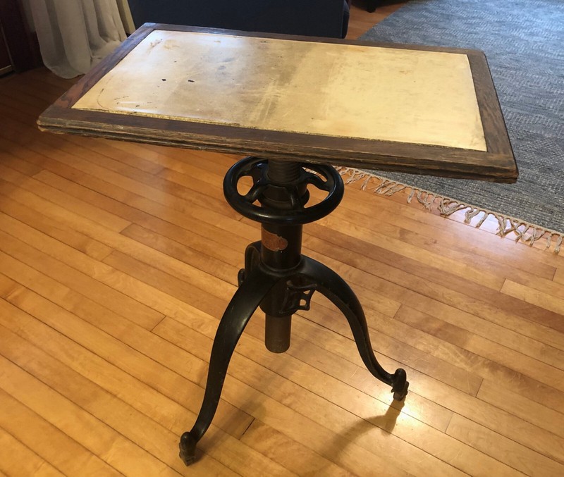 C.1922 Satellite Adjustable Table Co. Industrial Architectural Salvage Cast Iron