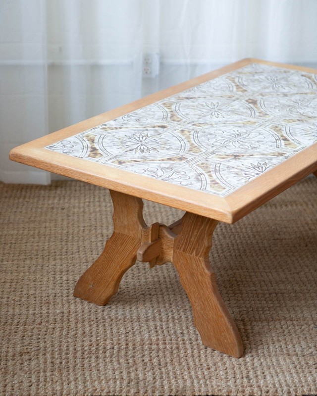 Danish Modern Henning Kjaernulf Style Oak and Tile Coffee Table gallery