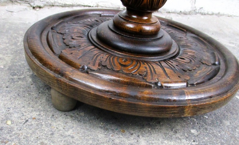L Hand Carved Ornate Wood Barley Twist Pedestal Display Side Table Plant Stand gallery